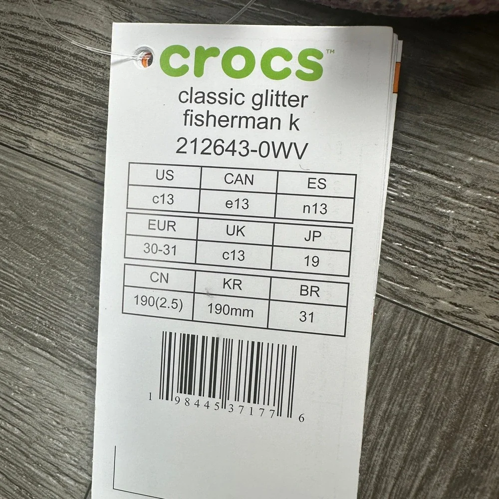 Crocs Fisherman Sandal Kids C13 Pink Multi Glitter Sparkle NEW